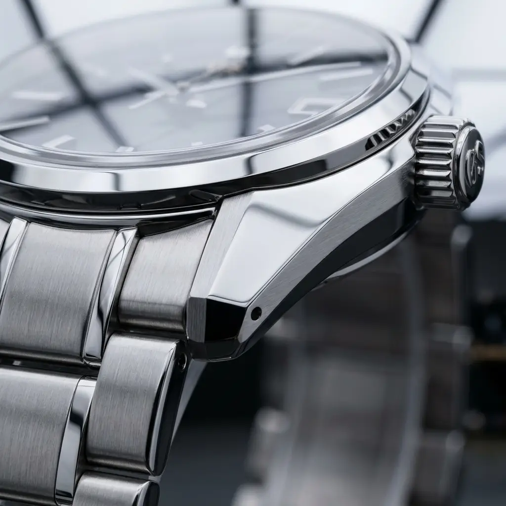 Cadran texturé d’une Grand Seiko, jeu de lumière.